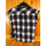 BeachLunchLounge Womens Button Front Shirt Plaid Short Sleeve Large (3440) Photo 3