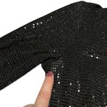 SLA THE LABEL Sz XS Women's Black Sequin Vneck Long Sleeve Ebony Midi Dress Photo 11