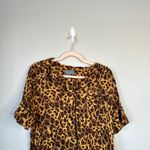 Anthropologie BY  Leopard Print Romper Size Medium Short Sleeve Satiny Playsuit Photo 2