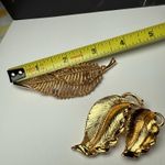 Autumn Leaf Brooch Pins Lot Of 2 Gold Tone Fall Leaves Photo 1
