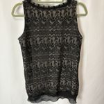 CAbi  Emily Lace Overlay Scoop Neck Tank Top Black Size Small Bow Witchy Boho Photo 7
