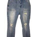 Judy Blue  Boyfriend Fit Jeans Size 13 31" Distressed Light Denim Frayed Hem Photo 0