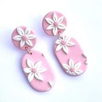 Handmade Polymer Clay Earrings Pink Daisies Photo 0