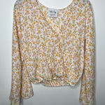 Sadie & Sage floral faux wrap top size small Yellow Photo 0