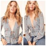 Reformation  plunging v-neck nikki floral long sleeve top Photo 1