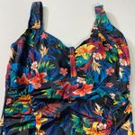 Daci Women’s 16W Tropical Print Ruched One Piece Swimsuit Black Photo 5