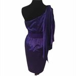 Purple satin shiny one shoulder dress Size 4 Photo 5