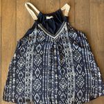 Rewind  Navy and Cream Flowy Top Photo 0