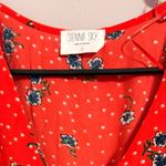 Sienna Sky  Red Floral Polka Dot Short Sleeve Romper Button Front Elastic Waist Photo 1