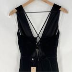 DO+BE  Black Stretch Velvet Strappy Lace Up Deep V-Neck Sleeveless‎ Jumpsuit S Photo 5