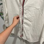 ZARA White Button Down with Stripe Photo 7