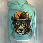 Teal Hoodie with White Print Green Photo 1