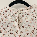 Adrianna Papell Ruffle Mock Neck Floral Print Short Sleeve Top Size L LIKE NEW Photo 7