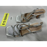 Womans NWOT Idifu Strappy Formal Sandals Silver 8.5 Heel Slingback Square Toe Photo 2