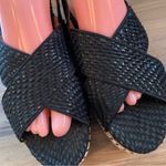 ZARA Trafaluc Black Woven Cork Contrast Wedge Platform Sandals 40 9.5 Photo 8