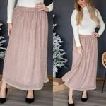 Love Riche  metallic dusty rose pink midi‎ skirt Photo 1