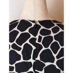 Ann Taylor  Dress Women 2 Black Ivory Giraffe Print Ruched Sleeve Jersey Preppy Photo 7