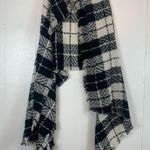 American Eagle AE Plaid Check Gingham Oversized Scarf Wrap Shawl Cover Up Black Photo 3