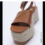 ZARA  PLATFORM WEDGE LEATHER SANDALS Photo 3