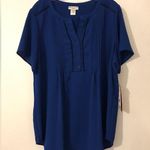 Rebecca Malone blue short sleeve blouse top women’s plus size 1X Photo 0
