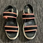 Coral blue platform black and pink sandals Size 8 Photo 1