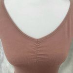 Lola Brown Slim Fit Short Sleeve Top with Ruched Details Size M Photo 2