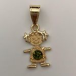 Gold Plated August (Peridot) Girl Birthstone Pendant Photo 0