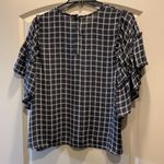 Loft Blouse Size XL Black White Ruffle Sleeve Top Button Back Closure/Pullover Photo 2