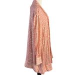 Anthropologie  Maeve Long Sleeve Tie Neck Mini Dress Pink Rose Metallic Large NWT Photo 8