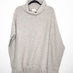 Joie M/L Cream Dolman Fringe Oversized Turtleneck Wool Blend Poncho Photo 0