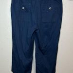 Sandro navy blue cotton cropped capri pants with rope belt women’s size 10 Photo 3