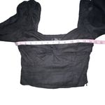 Lulus Women Black Twist Front Sweetheart Neckline Blouse Linen Blend Size Small Photo 3