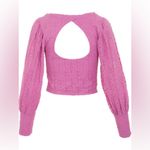 Free People Tea Time Top in Plumeria Pink Fitted Lace Keyhole Back Crop Size L Photo 3