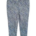 Talbots Womens Size 8  Paisley Blue Dress Capri Crop Stretch Cotton Elastic Waist Photo 0