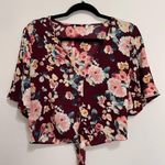 Autumn Vibes Floral Flowy Button Tie Front V Photo 0