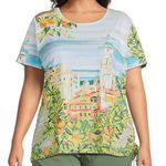 Allison Daley Womens Embellished Colorful Shirt Top Tuscan Village New 2X Blue Photo 0