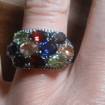 Multi Gemstone Stainless Steel Ring (Size 7) Photo 7