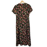 Umgee Boutique  Black & Red Floral Button Front Short Sleeve Maxi Dress L Photo 1