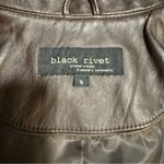 Black Rivet Vintage Like New  Ruched Front Leather Jacket Photo 4