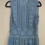 Costarellos baby blue sleeveless Lace chiffon Guipure midi dress 42 Size undefined Photo 4