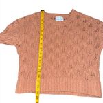 Pink Rose Open Knit Leaf Design Cropped Sweater Peach Women’s Small Photo 7