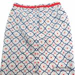 Boden Pencil Skirt Womens Sz 12L Textured White Blue Coral Geometric Print Lined Photo 4