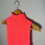 Good American Hot Coral Mock Neck Sleeveless Bodysuit | 3/4 Photo 2