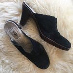 UGG Shearling Lined Black Suede Clogs Heeled Mules Photo 0