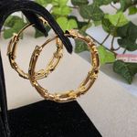 Gold Filled U Link Chain Hoop Earrings with CZ Photo 3