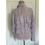 English Factory  Lavender Textured Semi Sheer Ruffle Button Down Top Blouse XS Photo 2
