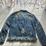 Iris  Blue Denim Jacket Fringe Hem Distressed Size Small Photo 11