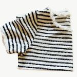 Green Envelope Striped Cropped Fringe Edge Top Shirt SZ S Black Photo 1