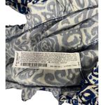 ZARA  Dress Womens L Geometric Ruffle Keyhole Tie Long Balloon Sleeve Blue White Photo 5