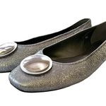 Hogan Silver Leather Wrap Metal Disc Ballet Flats Photo 2